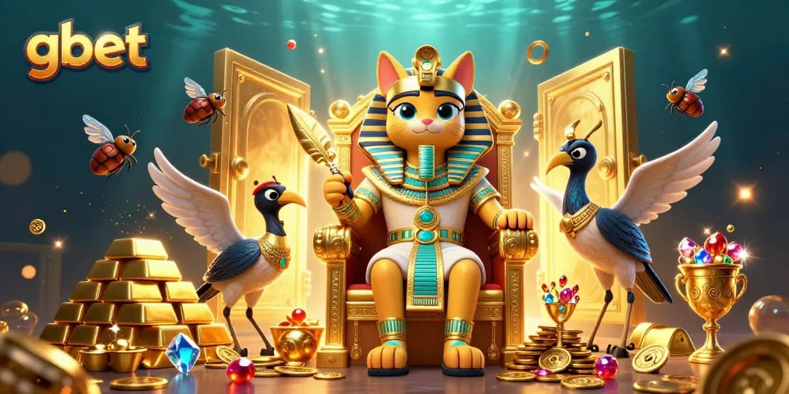 Experience gbet's thrilling casino atmosphere with vibrant characters amidst riches.