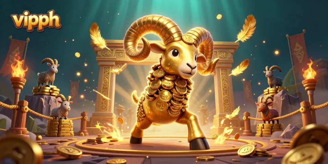 Join the excitement at vipph with golden ram and dynamic gaming elements in a vibrant casino scene.