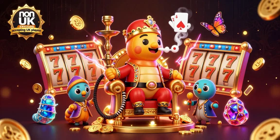 Experience the allure of non UK casinos accepting UK players featuring colorful slot reels and vibrant symbols.