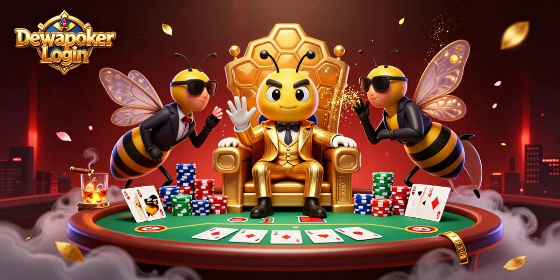 Engage with Dewapoker Login as a bumblebee mob boss reigns over a vibrant casino scene.