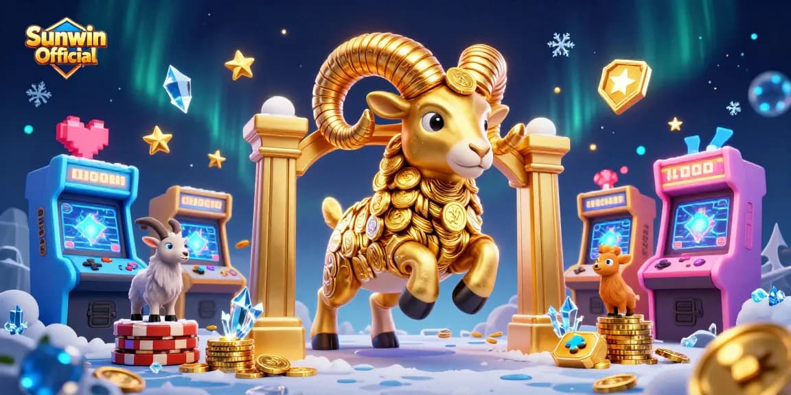 Get ready to win at Sunwin Official with this vibrant 3D casino scene showcasing golden gaming elements.