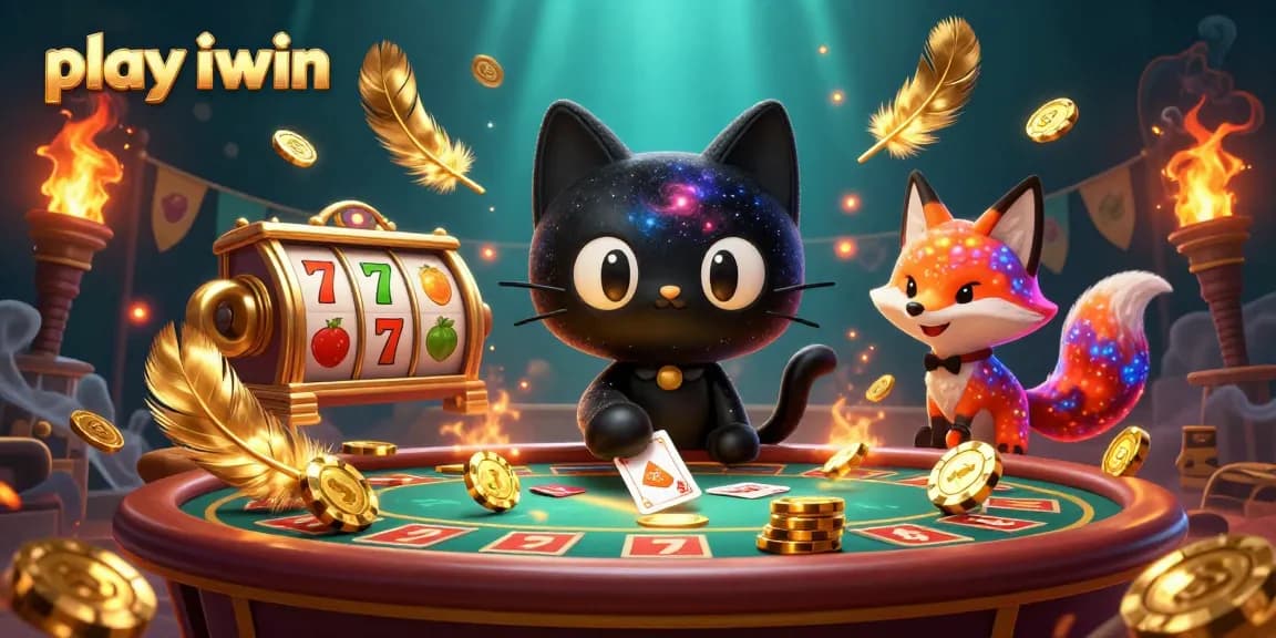 Play iwin at a vibrant cosmic casino table with swirling elements and dynamic characters.