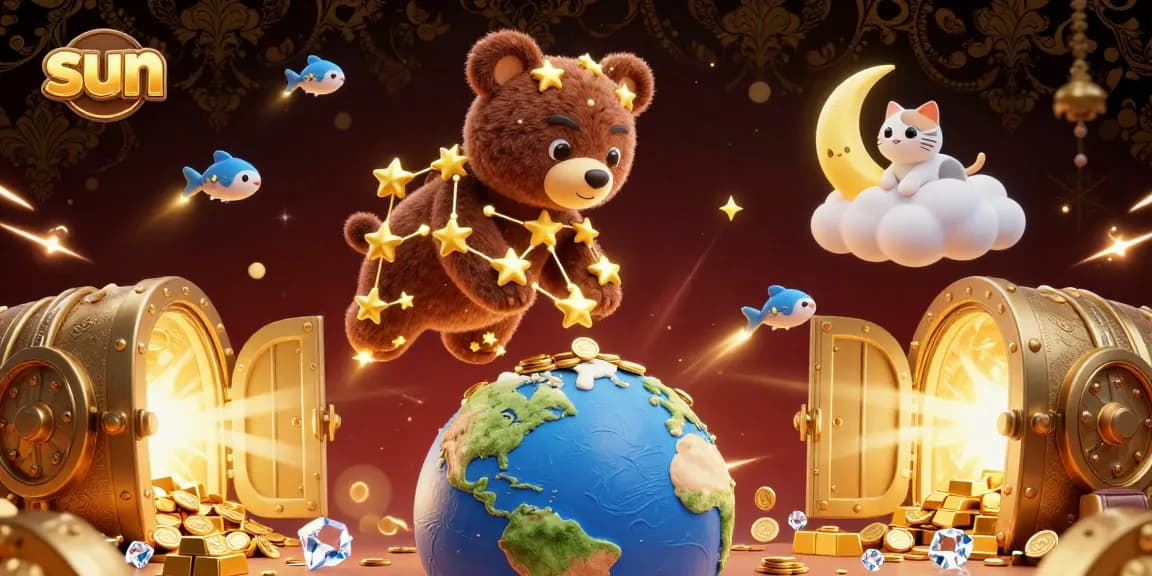 Experience the thrill of winning with sun-themed casino treasures in this vibrant 3D illustration.