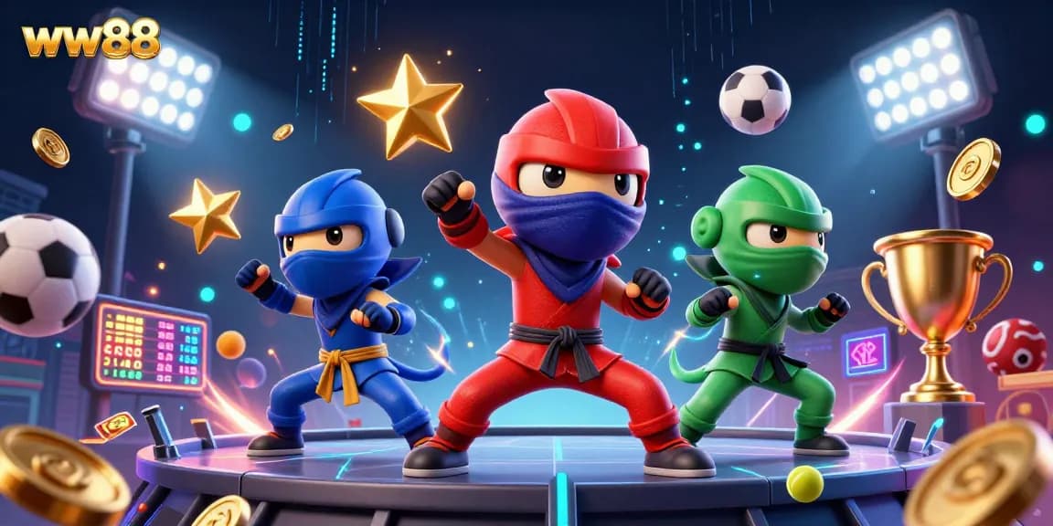 Experience the thrill of gambling with ww88's dynamic casino action featuring ninja chameleons and sports elements.