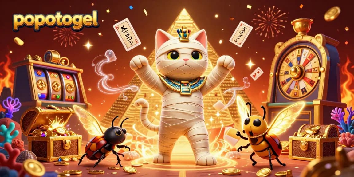 Experience popotogel's exciting atmosphere with vibrant casino elements and captivating characters.