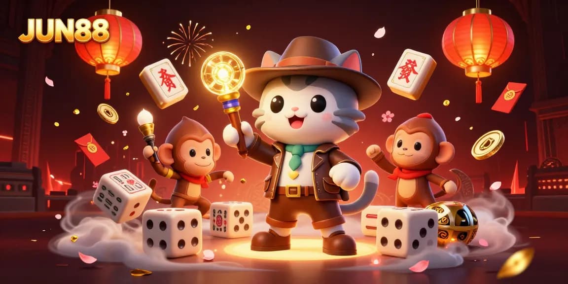 Engage with JUN88 for thrilling casino adventures featuring vibrant characters and dynamic casino elements.