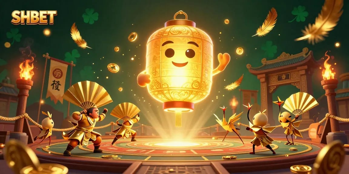 Bet with SHBET's magical 3D casino illustration showcasing vibrant symbols of fortune and gaming energy.