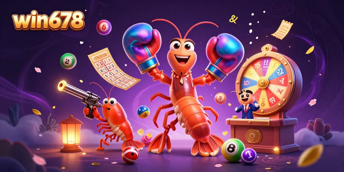 Engage with the thrilling win678 casino experience through vibrant lottery elements and colorful characters.