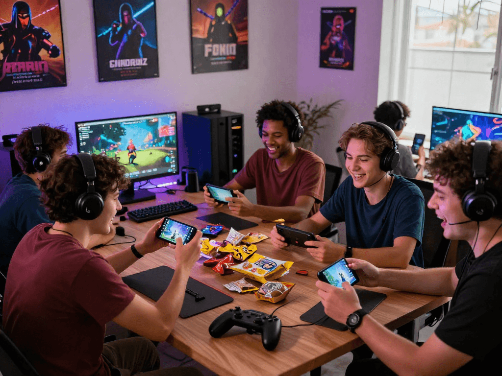 Experience the excitement of mind control porn games in a vibrant gaming environment filled with players and digital interaction.