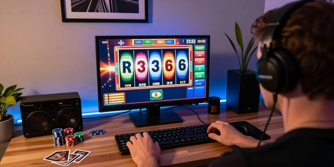 Pengguna tanganemas bermain slot online dengan suasana gaming yang nyaman.