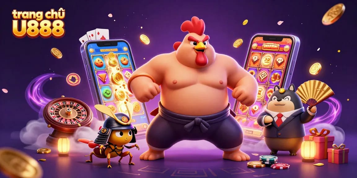 Experience the excitement of gaming at trang chủ U888 with vibrant casino characters and dynamic elements.