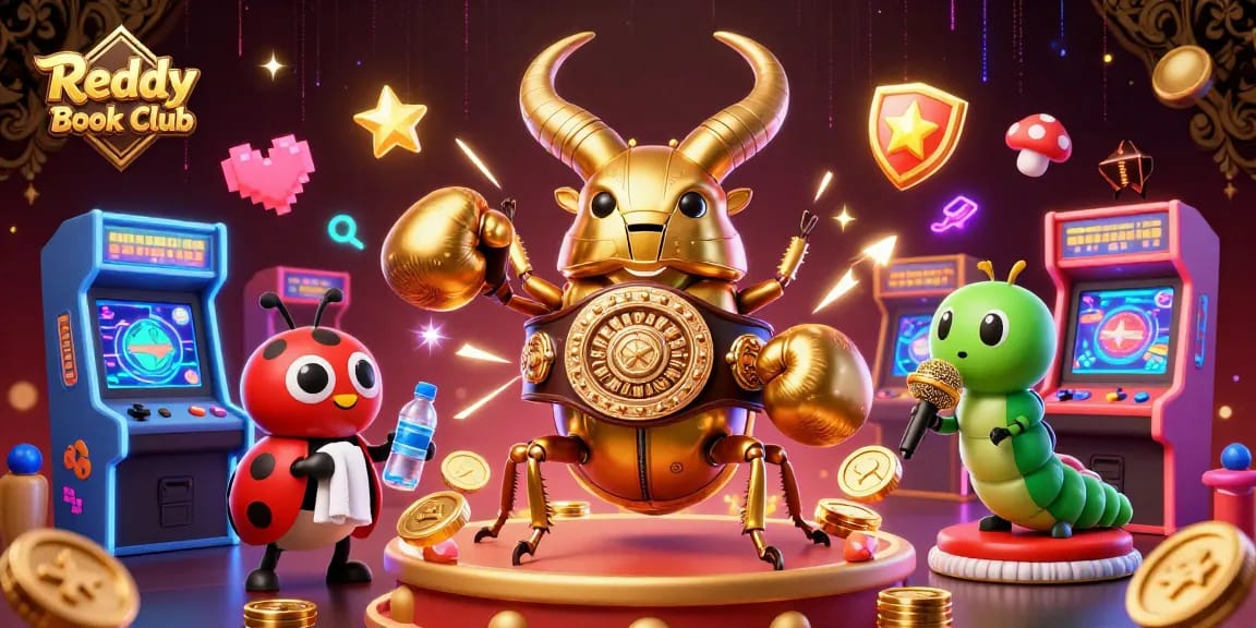 Experience thrilling gaming with Reddy Book Club as cartoon characters engage in action-packed fun.