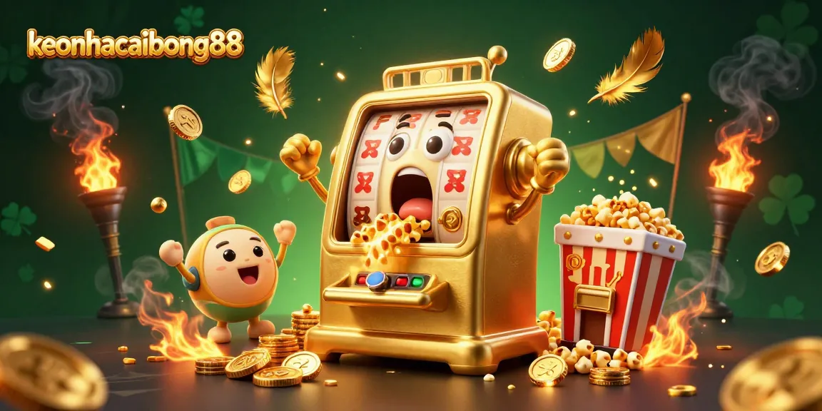 Spin for big wins at keonhacaibong88 with our vibrant 3D illustration of a winning slot machine showdown!