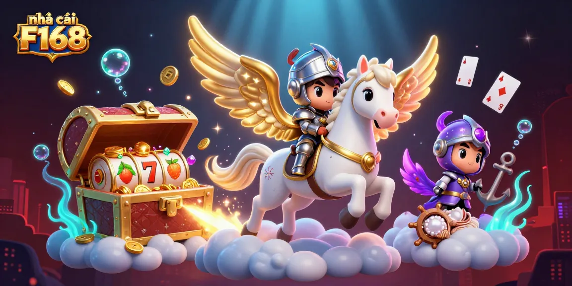 Engage with thrilling adventures at nhà cái F168, showcasing dynamic slot reels and energetic gaming elements.