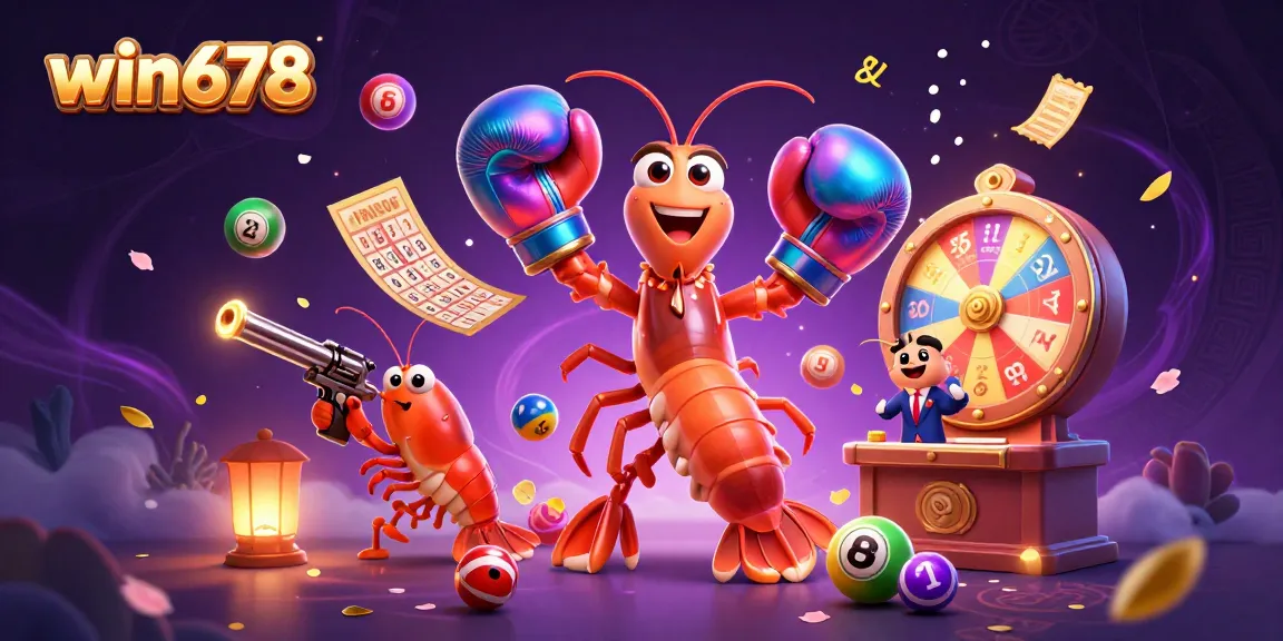 Engage with the thrilling win678 casino experience through vibrant lottery elements and colorful characters.