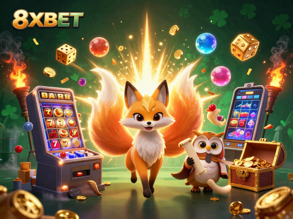 Engage with exciting games at 8XBET while exploring a spectacular casino atmosphere filled with colorful elements.