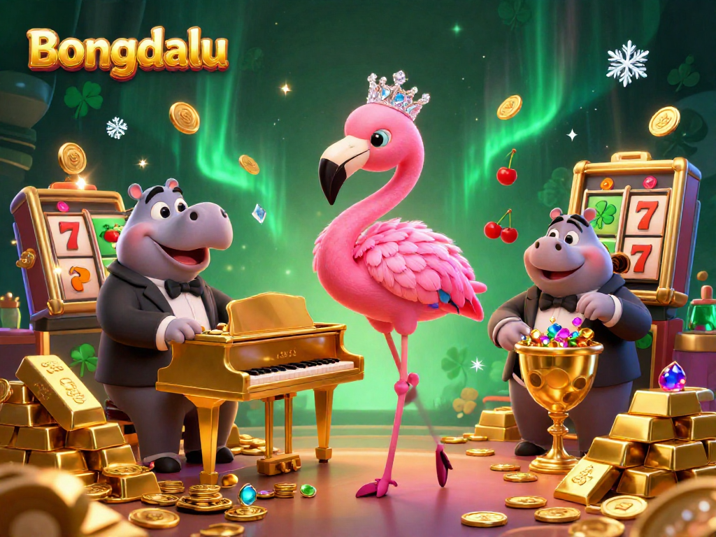 Bongdalu invites players to win with vibrant 3D immersive casino illustrations featuring jewels and slot machines.