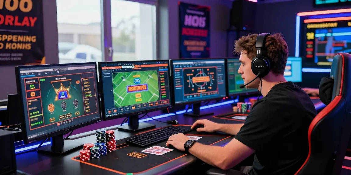 Gambler engaged with Grandbetting online betting platform showcasing immersive gameplay and betting opportunities.