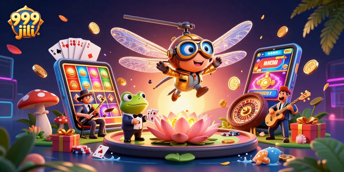 Experience the excitement of 999 jili as a dragonfly pilot and frog croupier entertain gamblers with vibrant casino games.