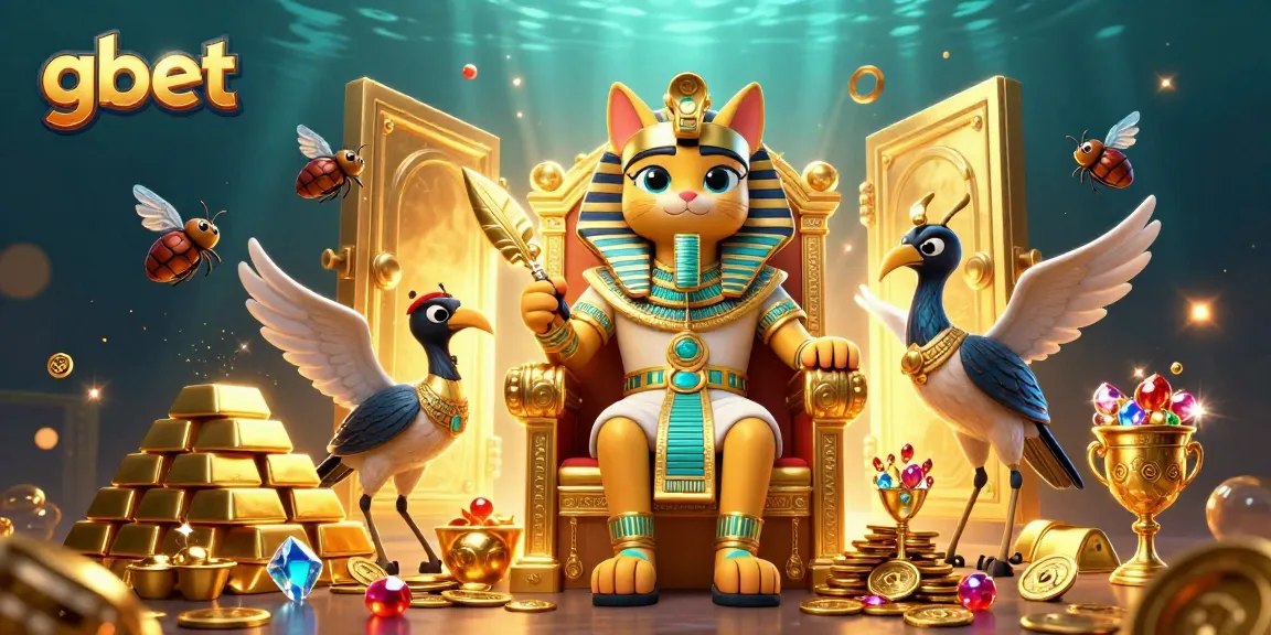 Experience gbet's thrilling casino atmosphere with vibrant characters amidst riches.