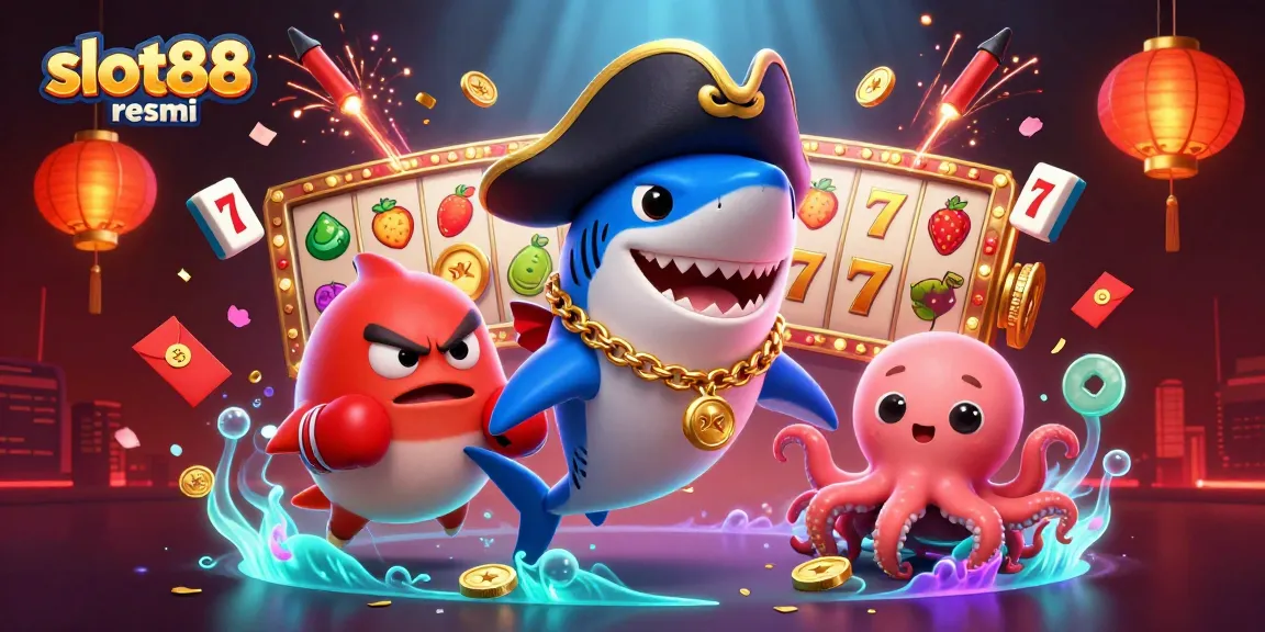 slot88 resmi membanjiri hadiah dengan jackpot dan simbol buah dalam ilustrasi kasino digital yang dinamis
