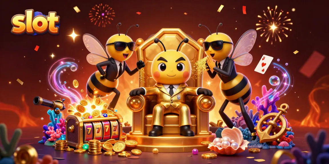 Putar slot dengan karakter bos mob bumblebee di tengah gemerlap, dikelilingi koin emas dan elemen permainan menarik.