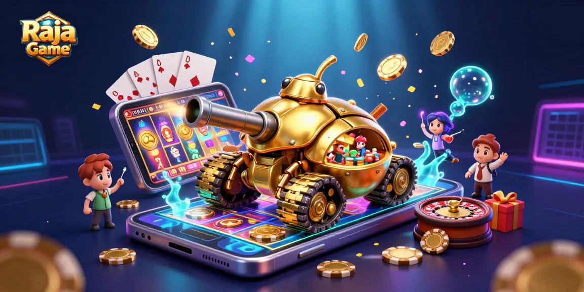 Play exciting games on Raja Game within a vibrant and detailed fantasy casino scene.