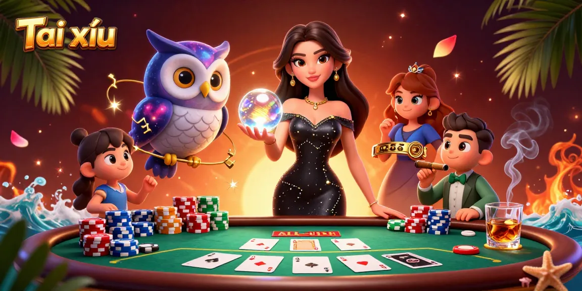 Experience thrilling Tài xỉu gameplay with stunning characters in a vibrant casino scene.
