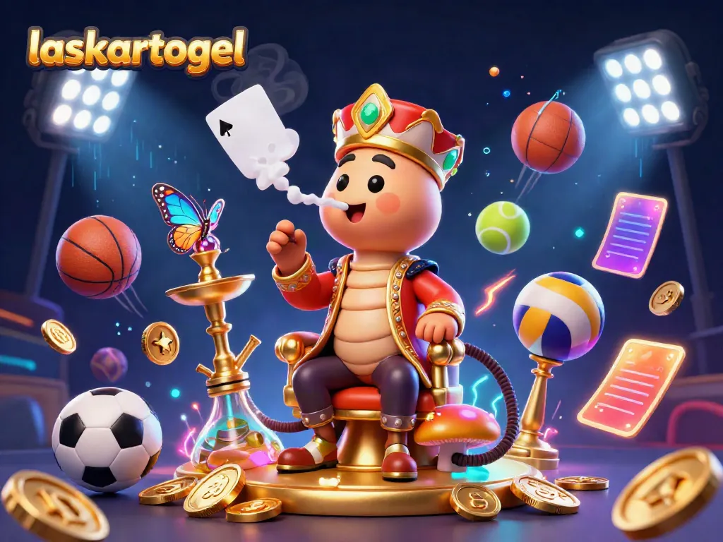 Experience the excitement of laskartogel with 3D illustrations of dynamic gaming elements and vibrant characters.
