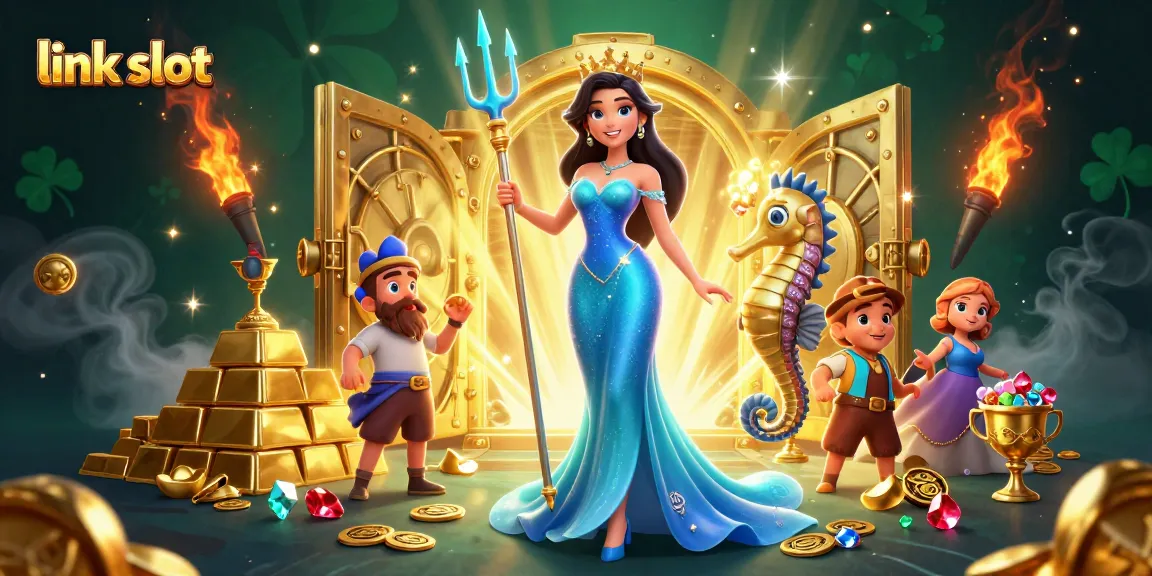 Explore the vibrant link slot scene featuring treasure and a captivating seahorse king.