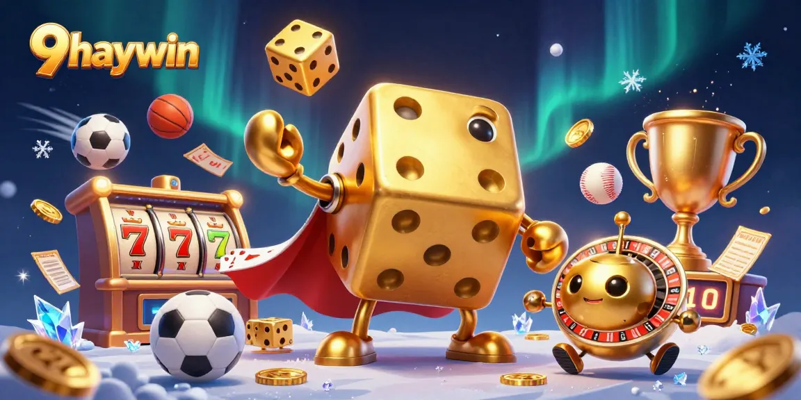 Experience the excitement at 9haywin with a vibrant illustration of casino games and winning moments.