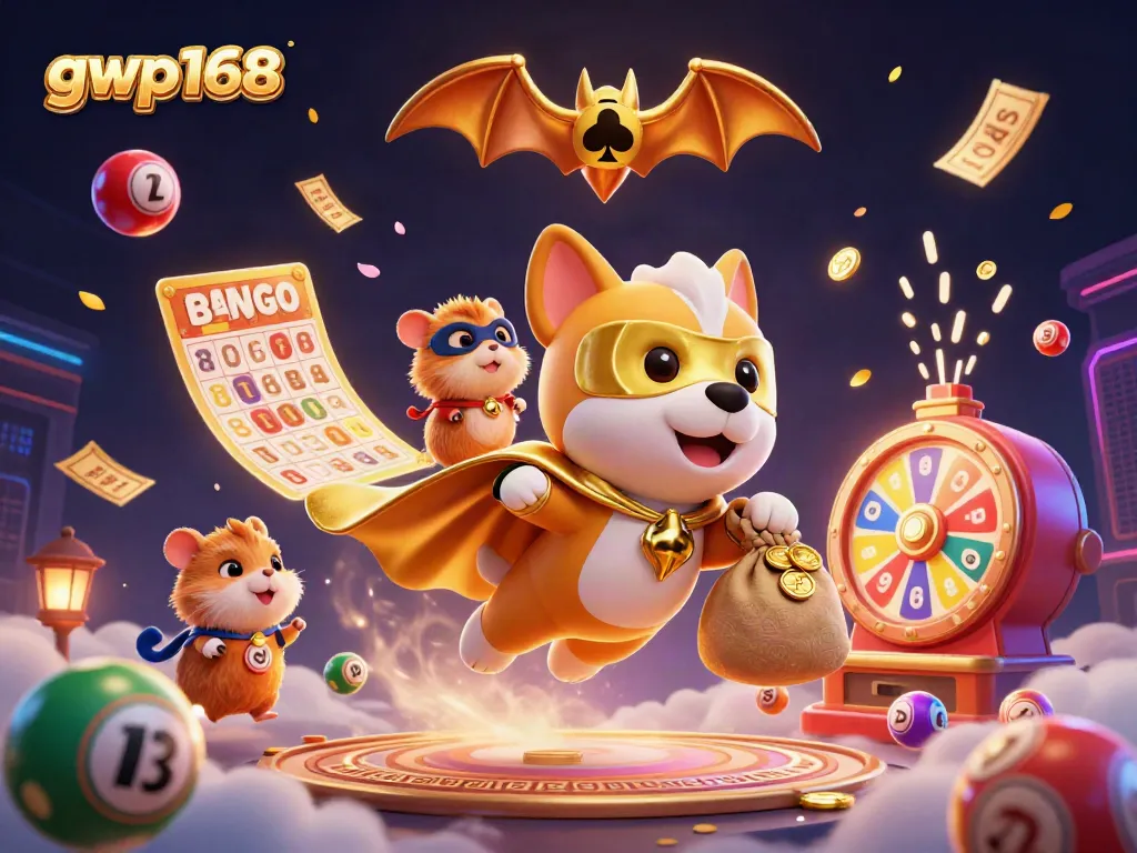 Mainkan pengalaman menarik di gwp168 dengan karakter anjing superhero dan hamster dalam suasana kasino yang menyenangkan.
