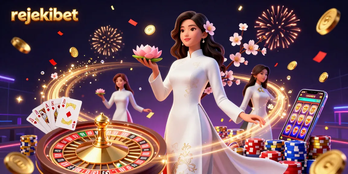 Experience the thrill of rejekibet with golden coins, roulette, and vibrant characters in a dynamic casino scene.