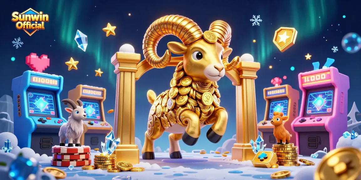Get ready to win at Sunwin Official with this vibrant 3D casino scene showcasing golden gaming elements.
