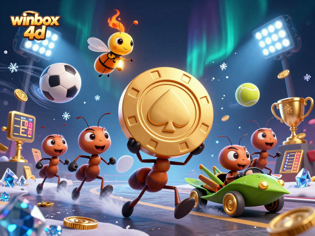 Experience the thrilling joy of winbox 4d with a heist by animated ants and dynamic sports elements.