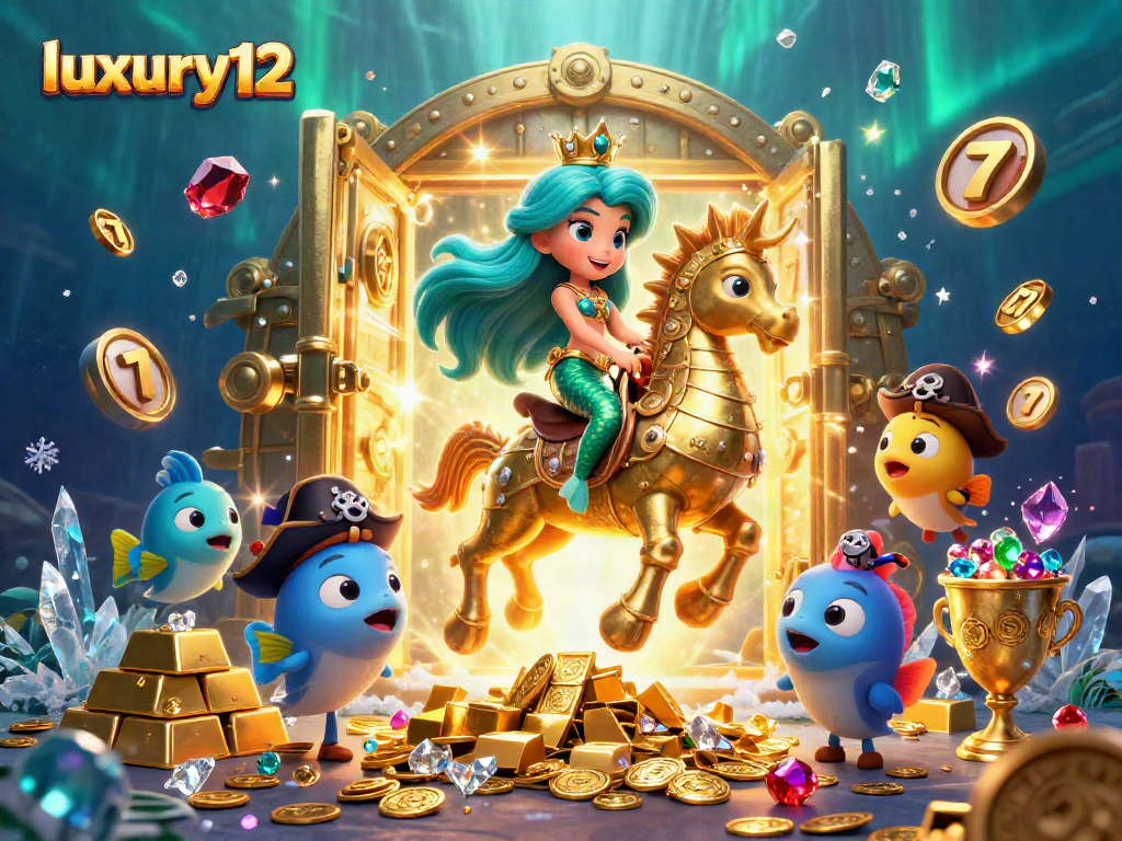 Menang besar di luxury12 dengan ilustrasi kasino menarik dan karakter putri duyung yang menawan.