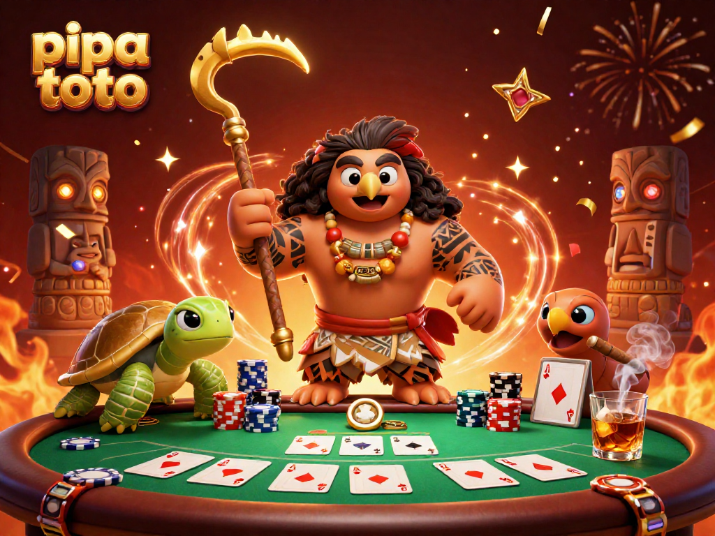 Experience the thrill of pipa toto with vibrant poker elements in a dynamic card game scene.