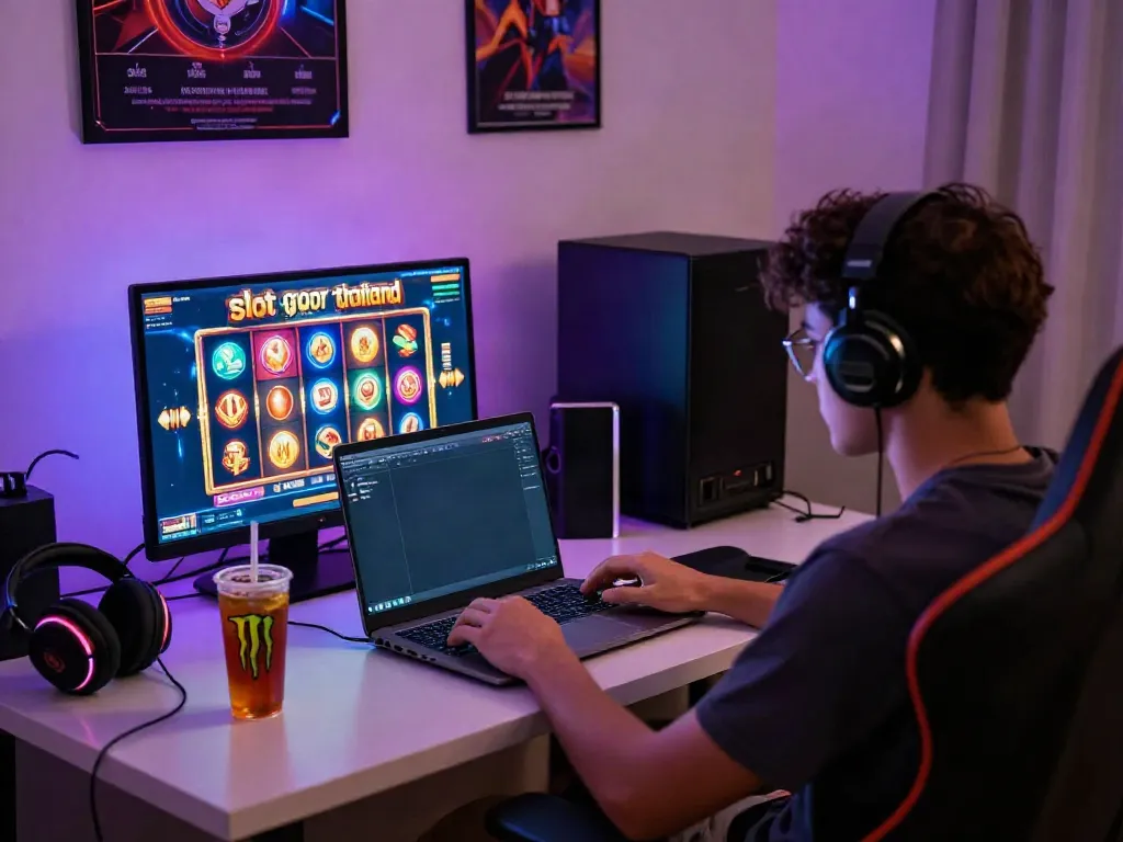 Player enjoying slot gacor thailand online in immersive gaming setup.