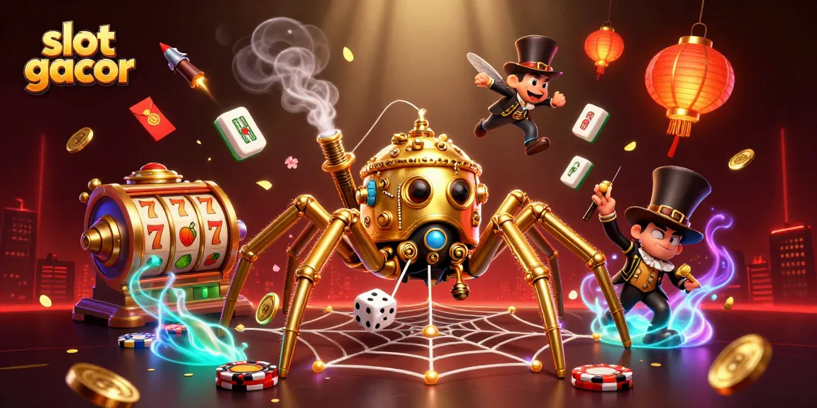 Engage with slot gacor excitement, featuring vibrant characters and dynamic gaming elements in a rich illustration.
