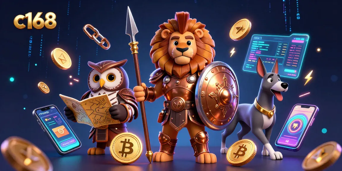 Experience thrilling gameplay at c168 with an exciting 3D illustration of a Spartan lion and tactical owl.