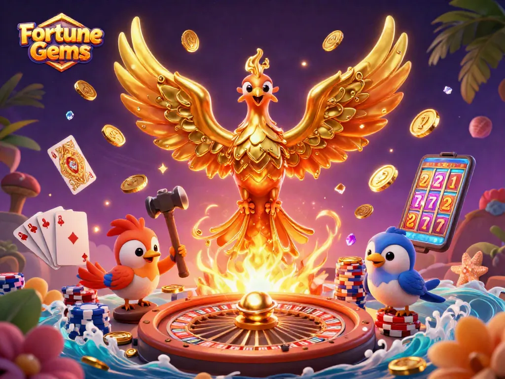 หมุนวงล้อ Fortune Gems พร้อมทองคำและเพชรที่กระจายออกไปอย่างสวยงาม