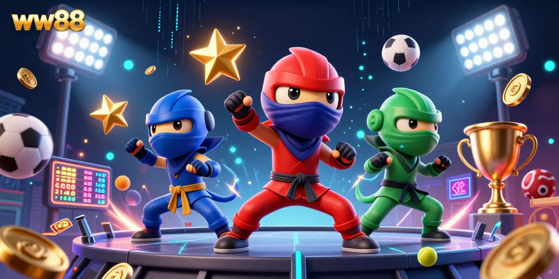 Experience the thrill of gambling with ww88's dynamic casino action featuring ninja chameleons and sports elements.