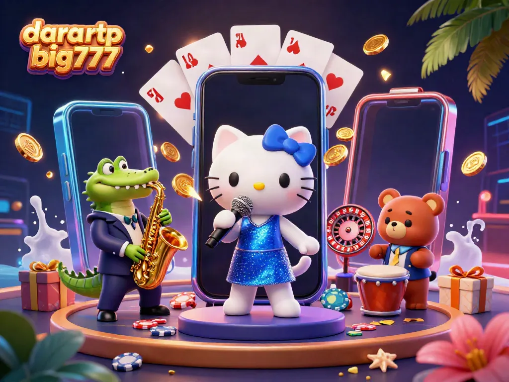 Experience the dynamic thrill with dara rtp big777 in a vibrant 3D casino scene featuring unique characters and game elements.
