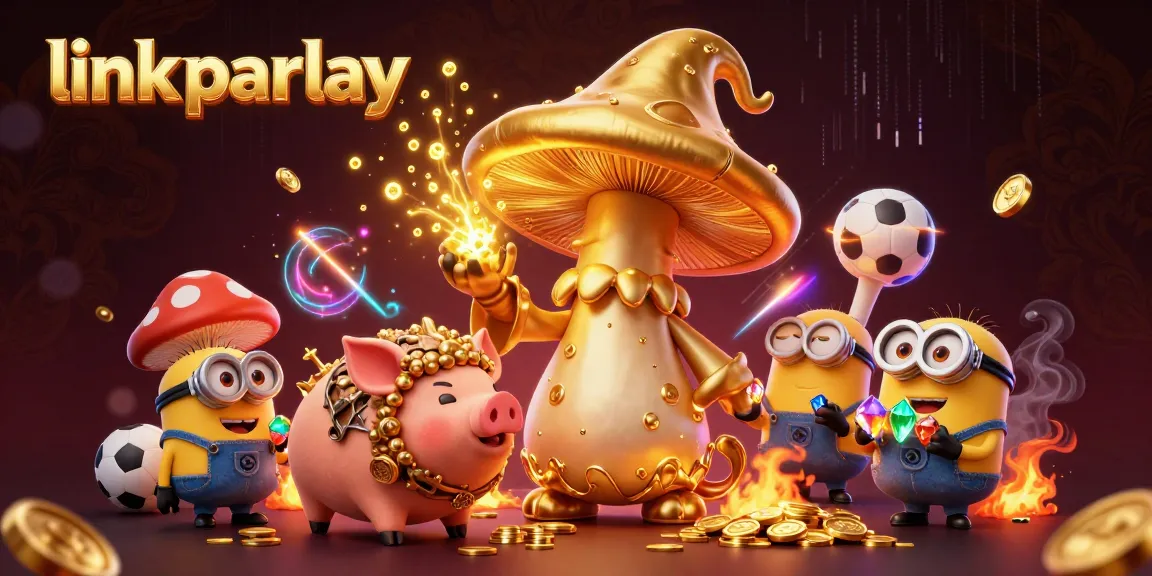 Engage in thrilling link parlay betting with dynamic sports elements and golden treasures.