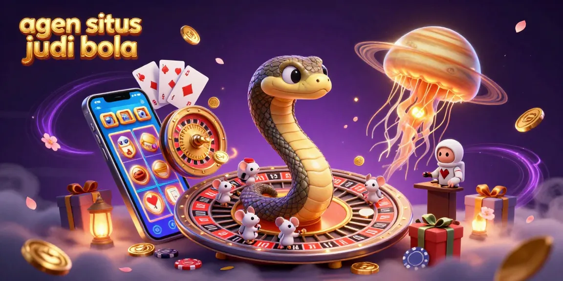 Experience cosmic gaming excitement with agen situs judi bola as astronaut mice place bets on a roulette wheel.