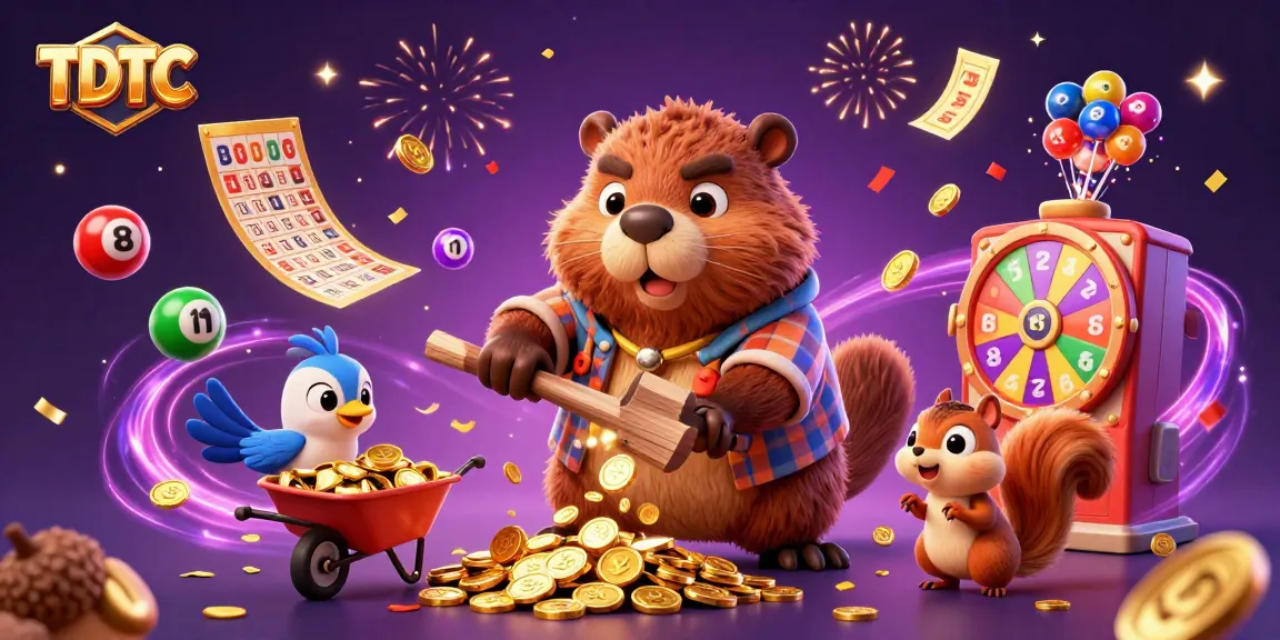 Engage with TDTC and witness a vibrant 3D illustration capturing a beaver collecting coins in a casino-themed adventure.
