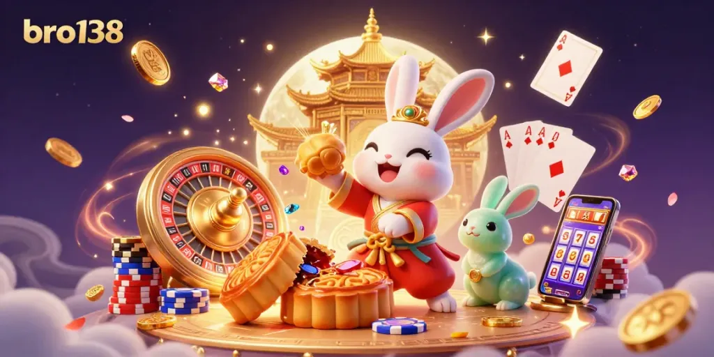 Experience the thrill of bro138 with captivating casino gameplay featuring vibrant poker chips and slot machines.