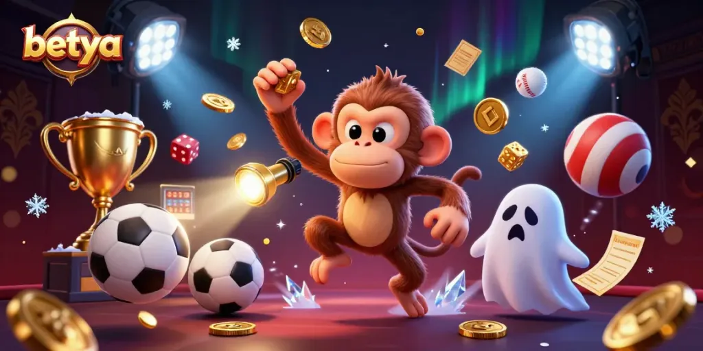 Experience thrilling gameplay with Betya as a mischievous monkey juggles golden coins in a haunted casino.