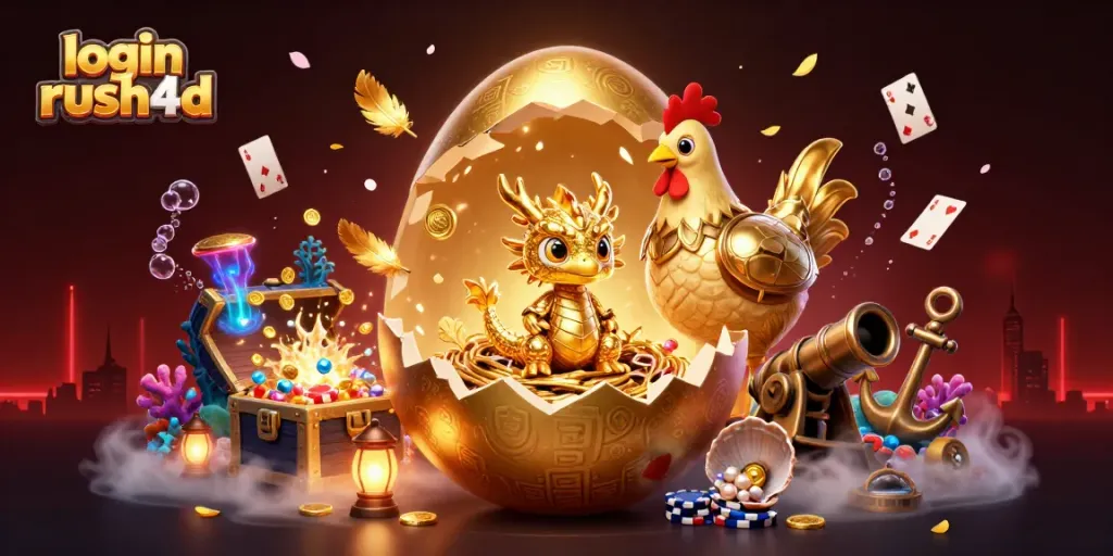 login rush4d mengungkap kasino emas dengan naga dan chip poker, pengalaman taruhan visual