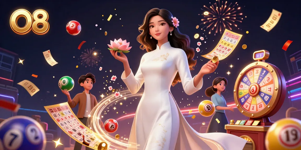 Engage with O8's premier online casino featuring vibrant lottery elements and a stunning celebration atmosphere.